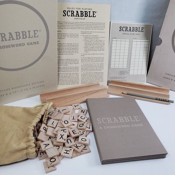 Hasbro Scrabble Crossword Game Vintage Bookshelf Edition Complete VG - Picture 12 of 16